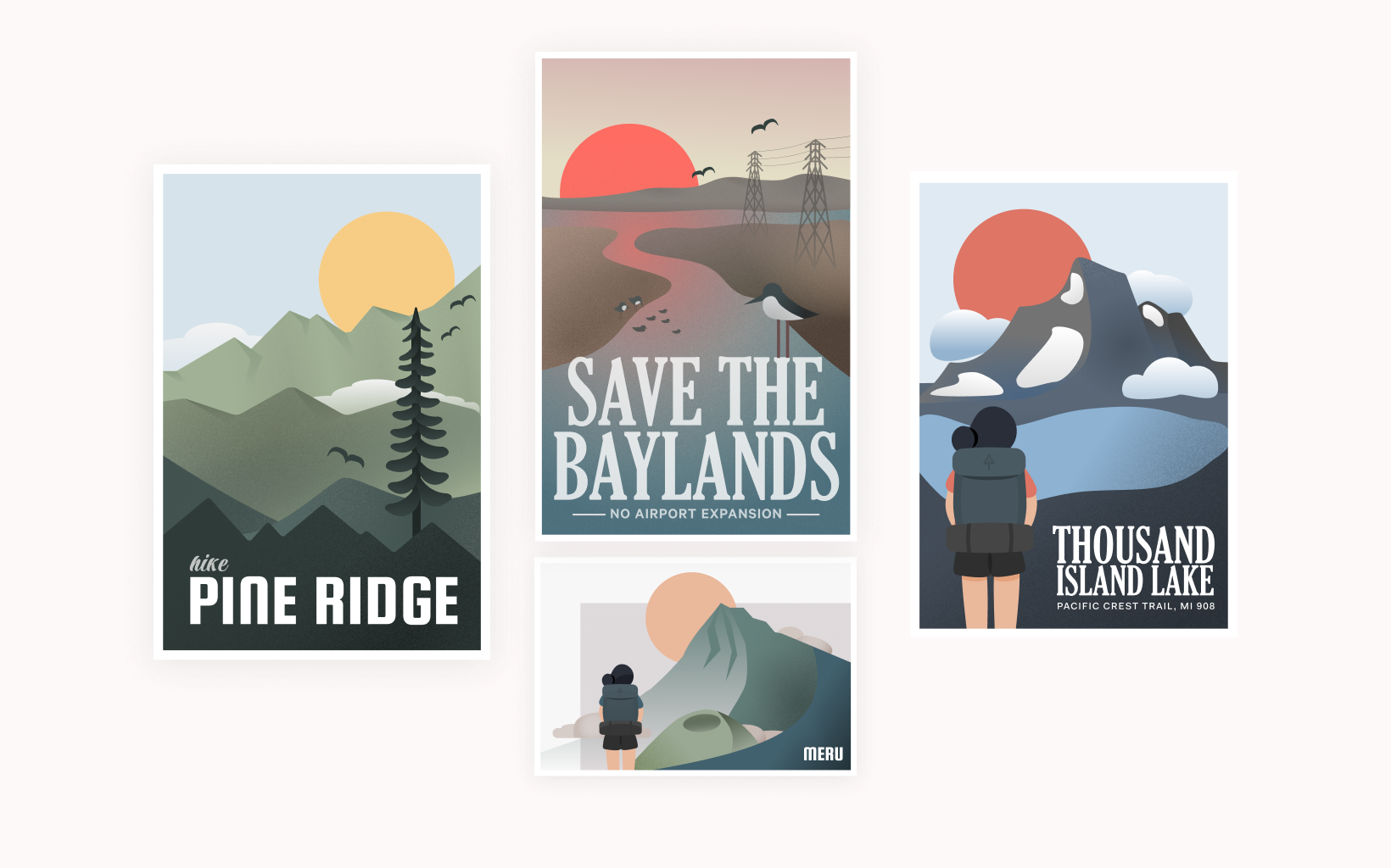 Photo of Illustrated set of travel postcards with a modern spin